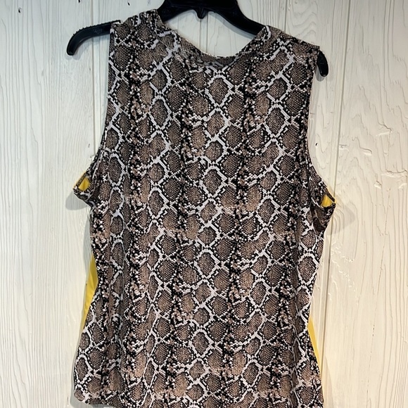 Alison Andrews Snakeskin Yellow Stripe Sleeveless Blouse XL - Picture 5 of 12